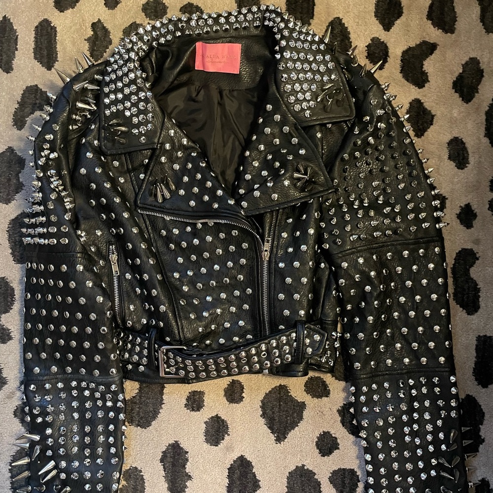 Azalea Wang Studded Cropped Moto Jacket SZ XL